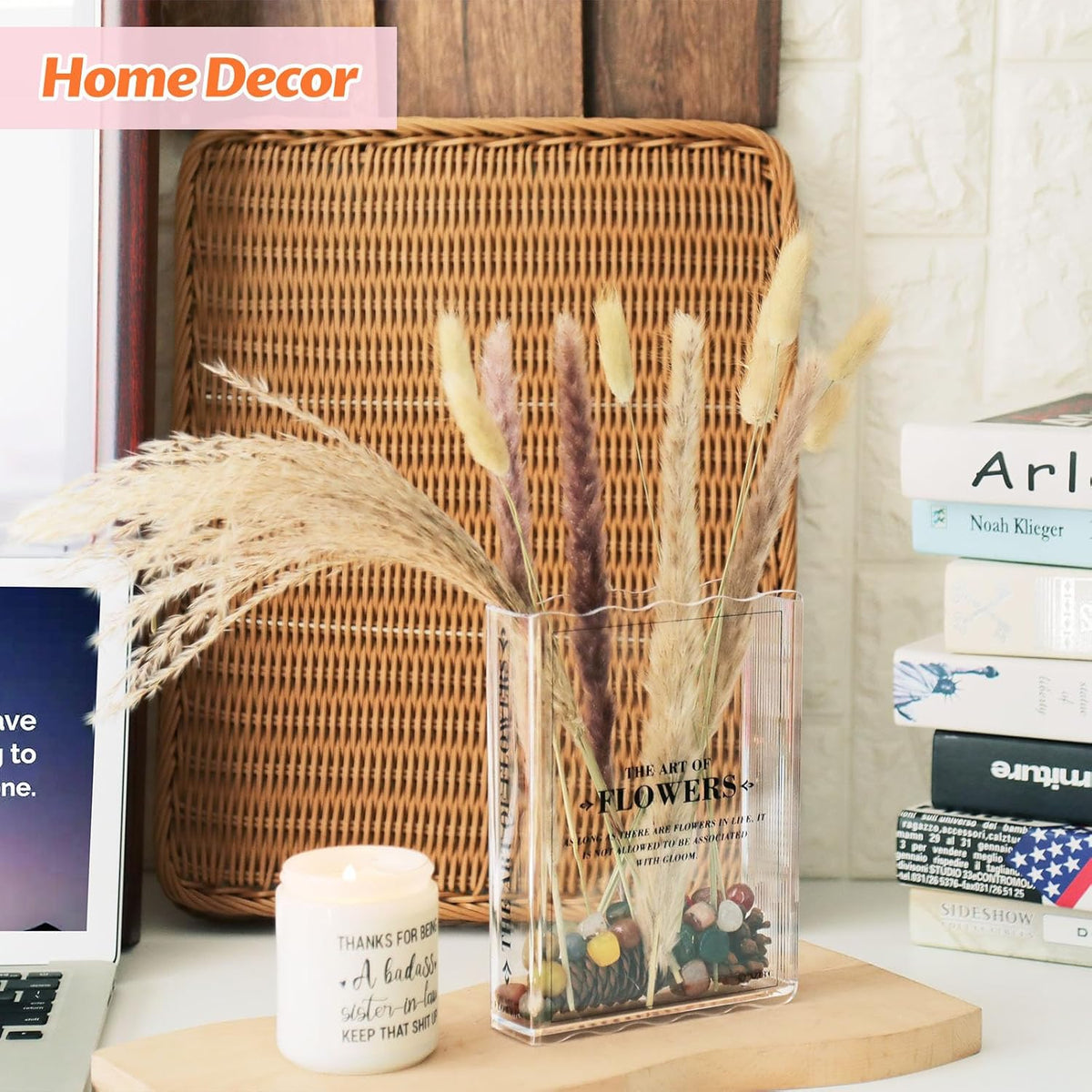 Skiennix Book-Shaped Vase - Aesthetic Flower Holder for Home & Office Decor | Clear Design for Book Lovers