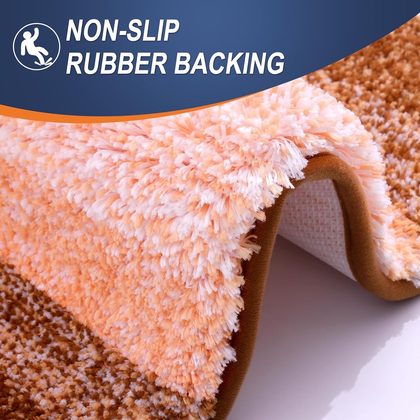 OLANLY Bathroom Runner Rug Mat - Extra Soft Microfiber, Quick Dry & Washable | 70x24 Inches, Orange