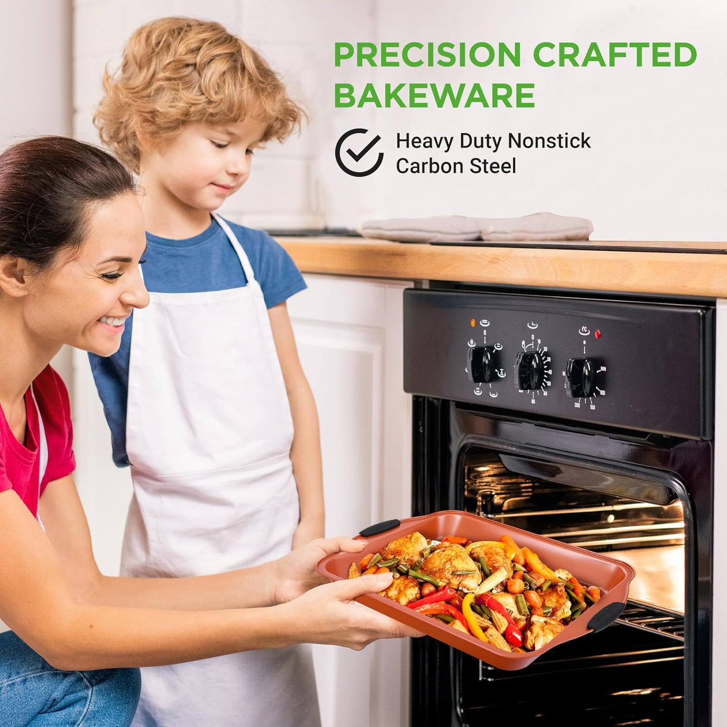 NutriChef 10-Piece Nonstick Baking Pans Set | Versatile Bakeware for Cookies, Cakes & Roasting