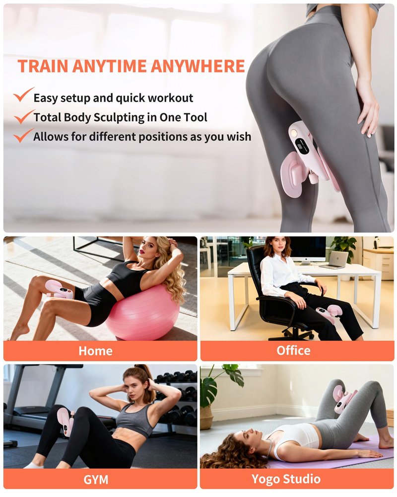 Seiyeje Thigh Master, Kegel Exerciser for Women, Pelvic Floor & Hip Trainer with 5 Resistance Bands, Thigh Glutes and Leg Slimming, Light Pink, Home Fitness Equipment