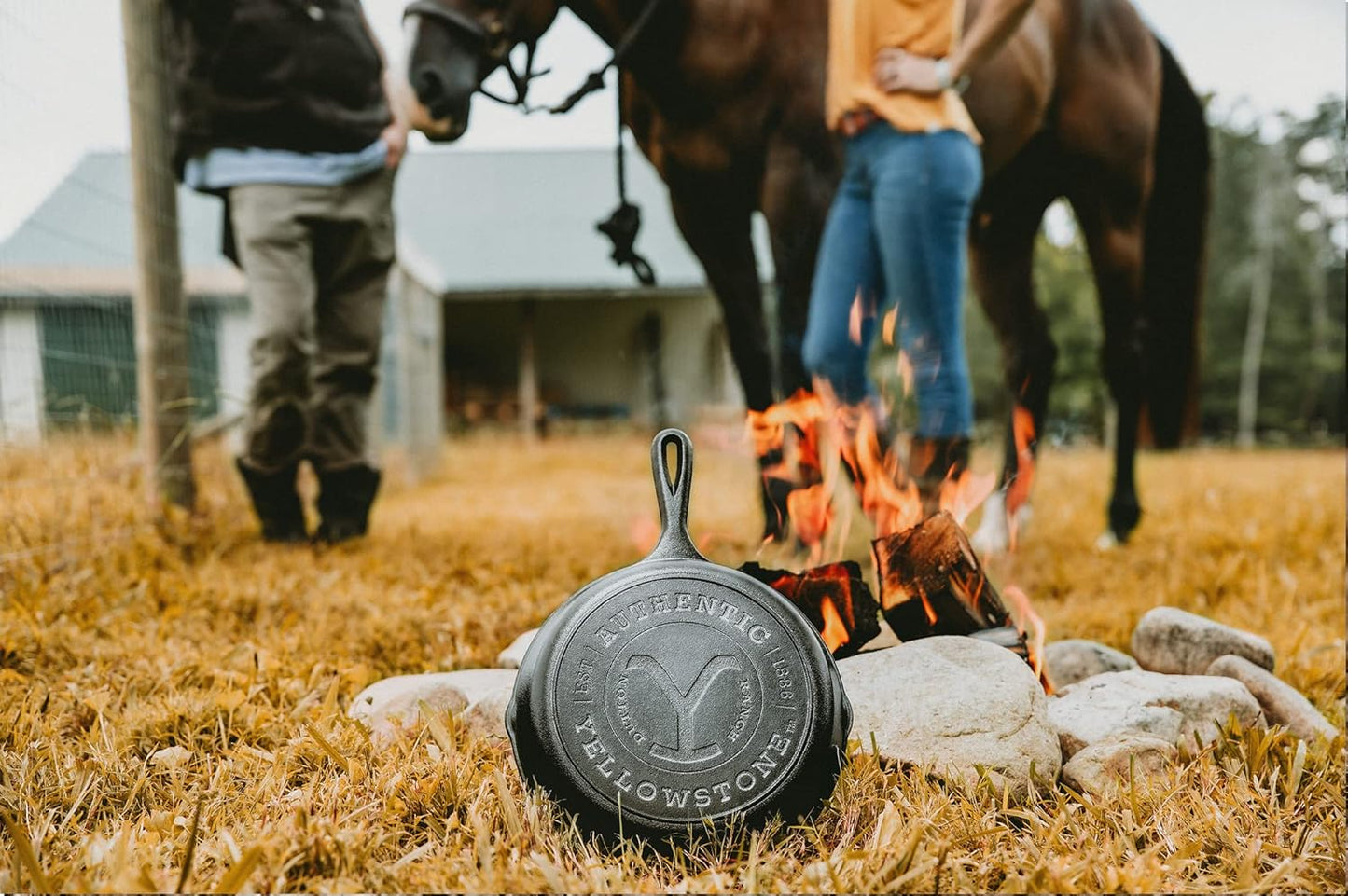 Lodge Yellowstone Stamped Cast Iron Skillet - Pre-Seasoned with Signature Teardrop Handle - 10.25 Inch