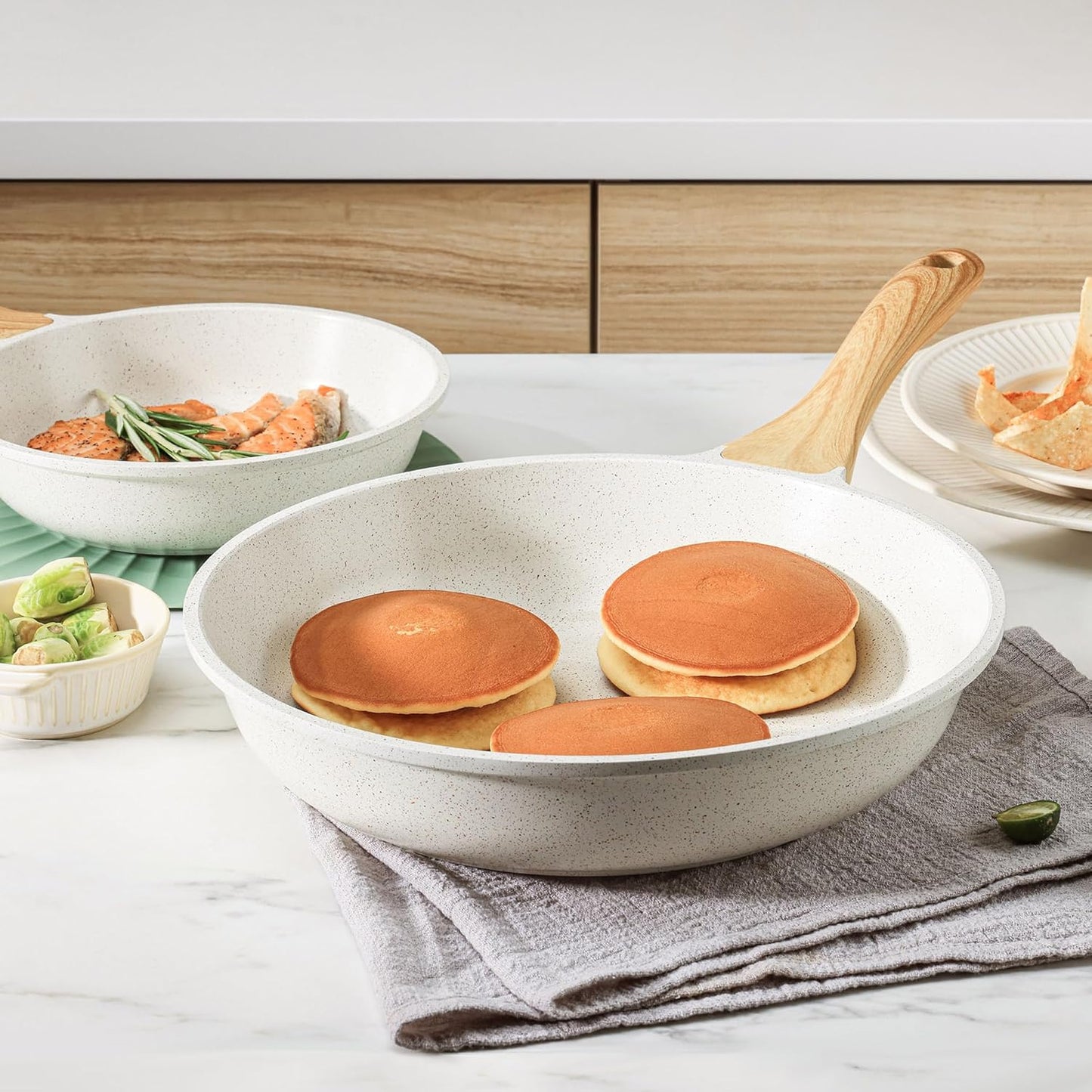 SENSARTE Nonstick Ceramic Frying Pan - 8-Inch Healthy Omelet Skillet | Induction Compatible, PFAS-Free, White