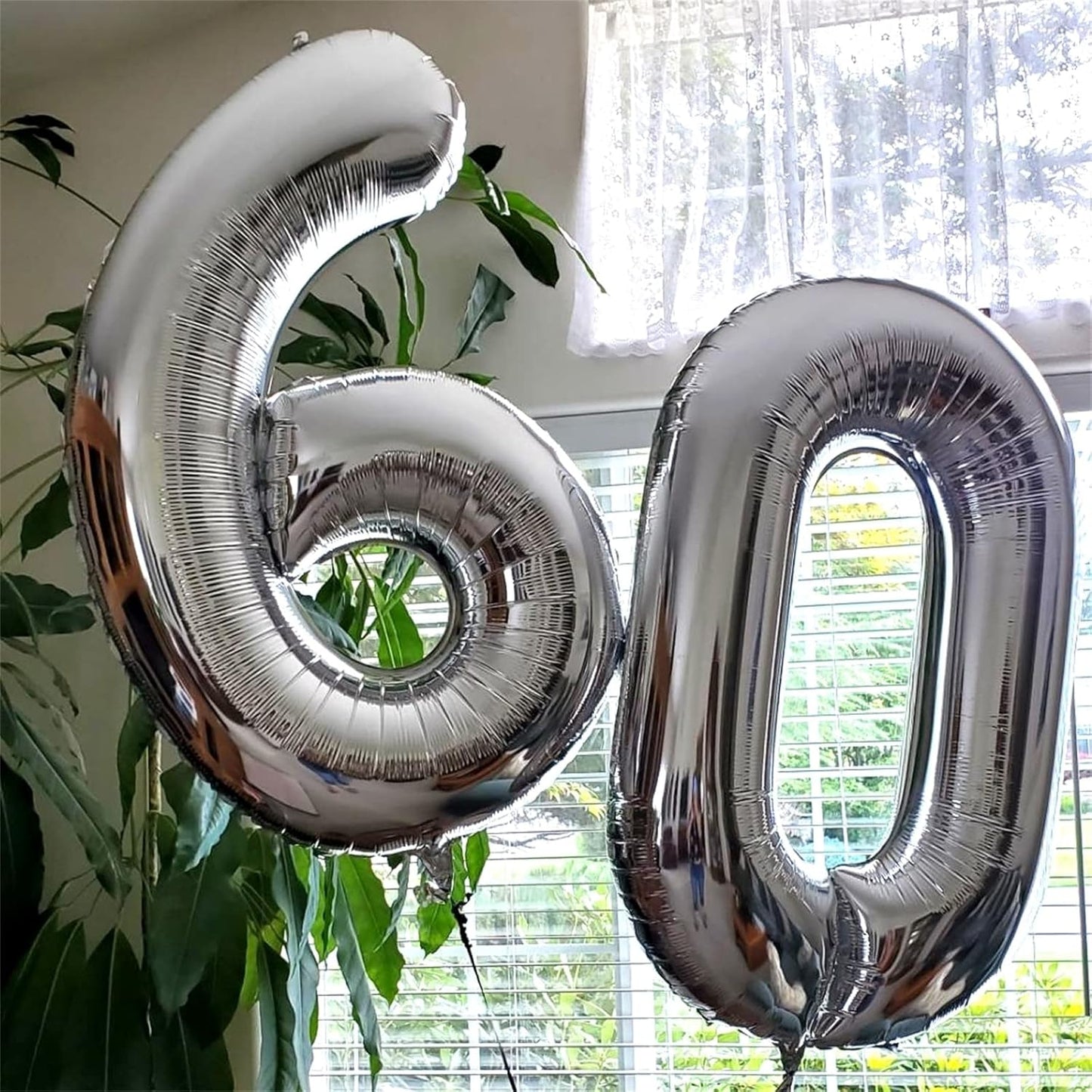 Skiennix 40-Inch Silver Foil Number 0 Balloon - Self-Inflating Giant Helium Decoration for Parties