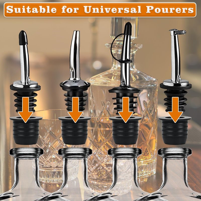 8 Pack Liquor Pour Spout Adapters, Pour Spouts for Large Neck Liquor Bottles, Liquor Bottle Pourers for Alcohol Olive Oil up to 1 inch/25 mm Neck