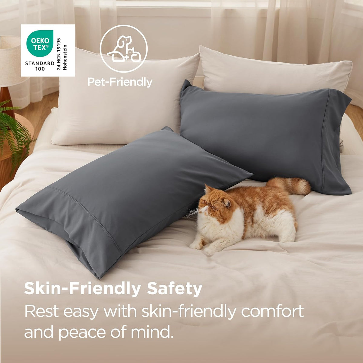 Bedsure Pillow Cases - Super Soft Dark Grey Brushed Microfiber Set of 2 | 20x26 Inches, Wrinkle & Fade Resistant