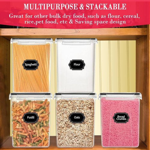 CEKEE Extra Large Food Storage Containers - Airtight Plastic Canisters (6.5L | 220 OZ | 2PCS) for Kitchen Pantry Organization