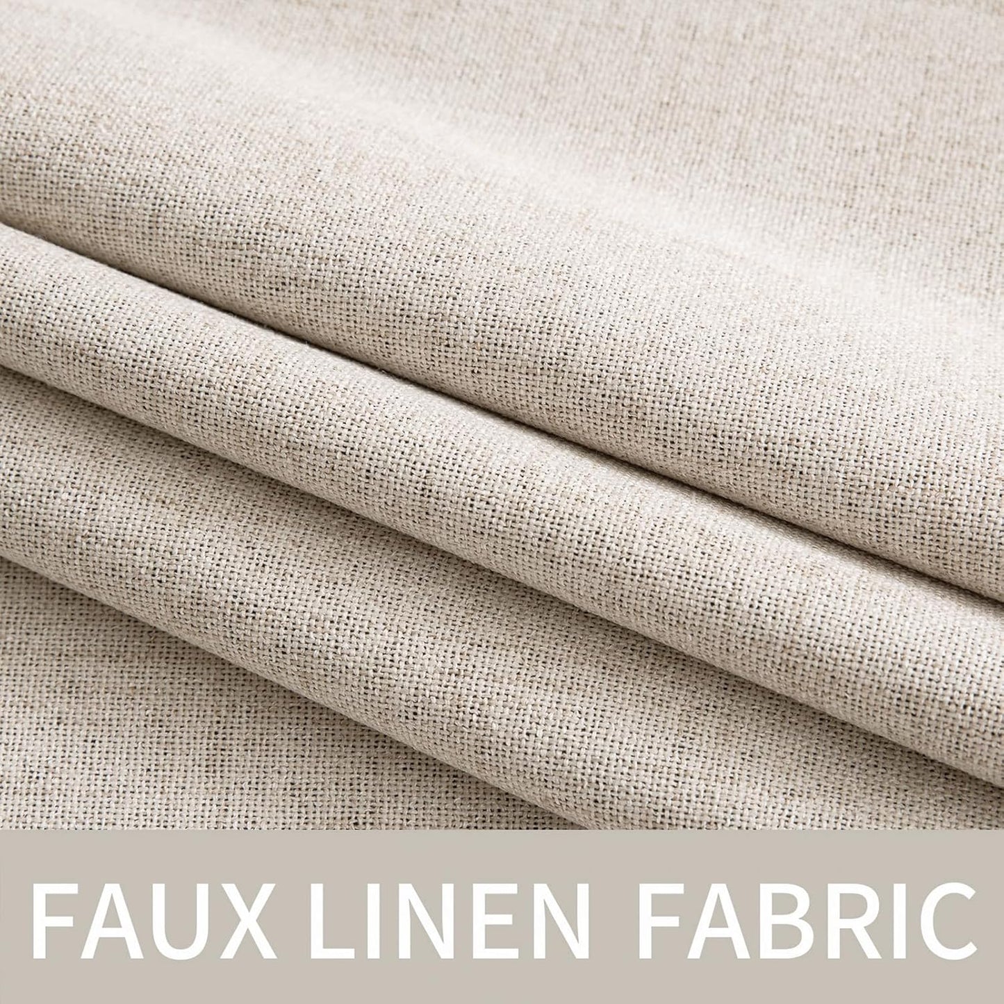 MIULEE 100% Blackout Linen Textured Curtains - Thermal Insulated Room Darkening Drapes | 52 x 108 Inch (2 Panels)