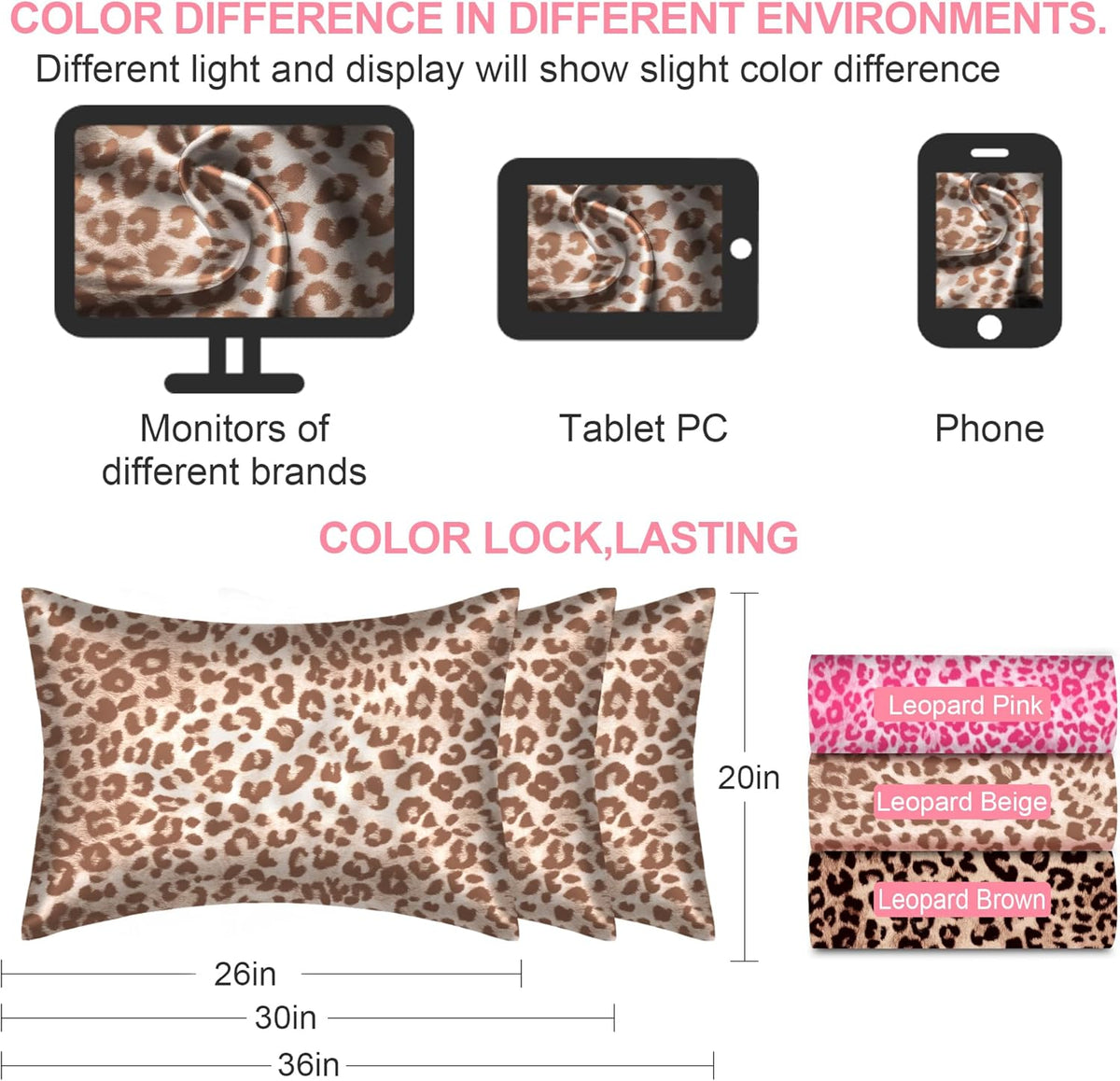 Skiennix Mulberry Silk Pillowcases - King Size 2-Pack for Hair & Skin | Soft, Breathable, Cooling, Leopard Beige