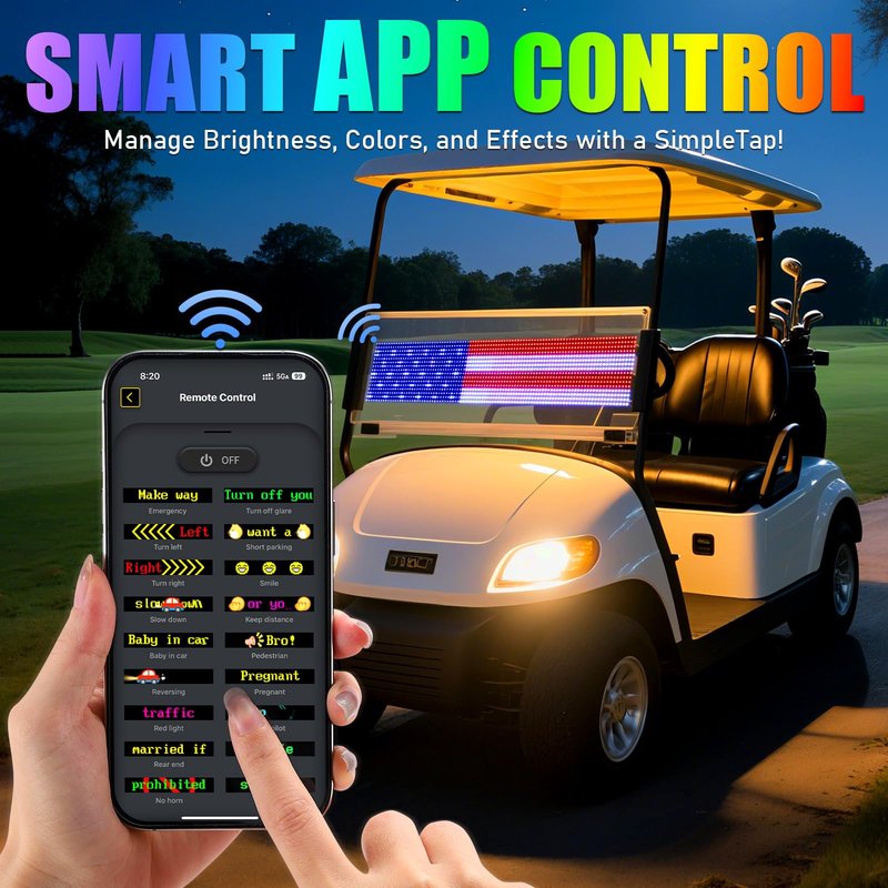 TOBWOLF Golf Cart Devil Eyes Light Sign, 23x5in Programmable Flexible Screen for Windshield with App Control, DIY Pattern Soft Screen LED Lights for Golf Car Trucks Festivals Decor