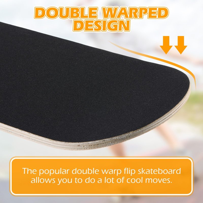 Meooeck 6 Pcs Blank Skateboard Decks for Art Painting 28 x 8 Inches, Wooden Maple Skateboard Replacement 7 Layer Double Tail Plain Skate Board Unfinished with Sandpaper for Art Decor