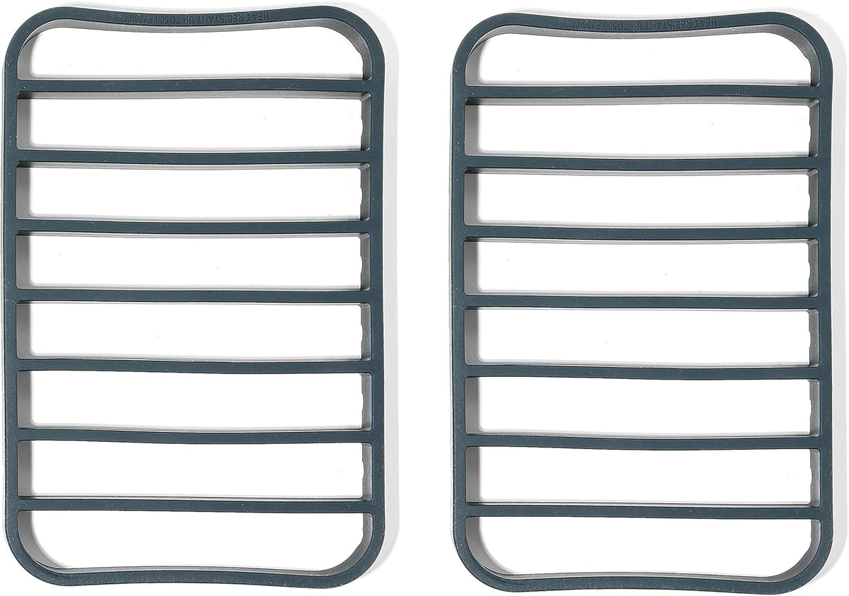 Silicone Kitchen Extra Large Roasting Rack Pan - Dishwasher Safe, BPA Free, Non-Toxic | Navy, 2 Pack