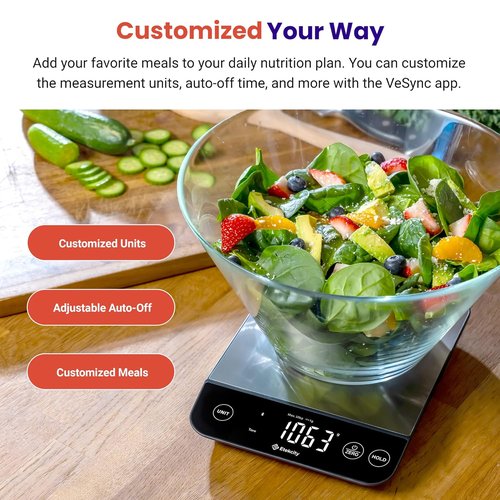 Etekcity Food Nutrition Scale - Smart Calorie Counting Scale | IPX6 Waterproof, Bluetooth, 22lb Capacity