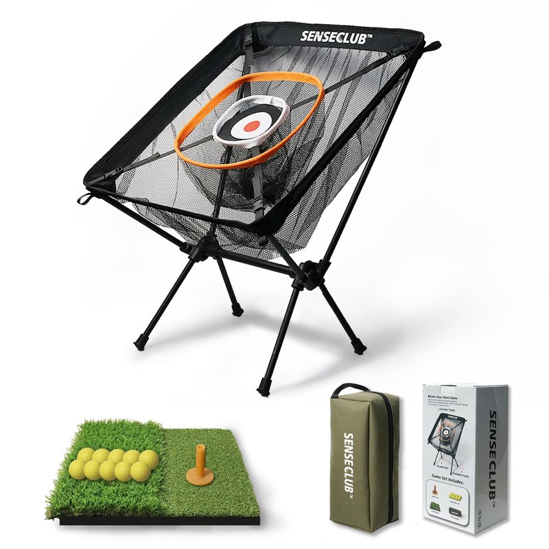 SENSECLUB Foldable Chipping Net, Indoor Chipping Net with Mat, Practice Golf Net Chipping Target, Outdoor Backyard Golf Game Gifts for Golfer