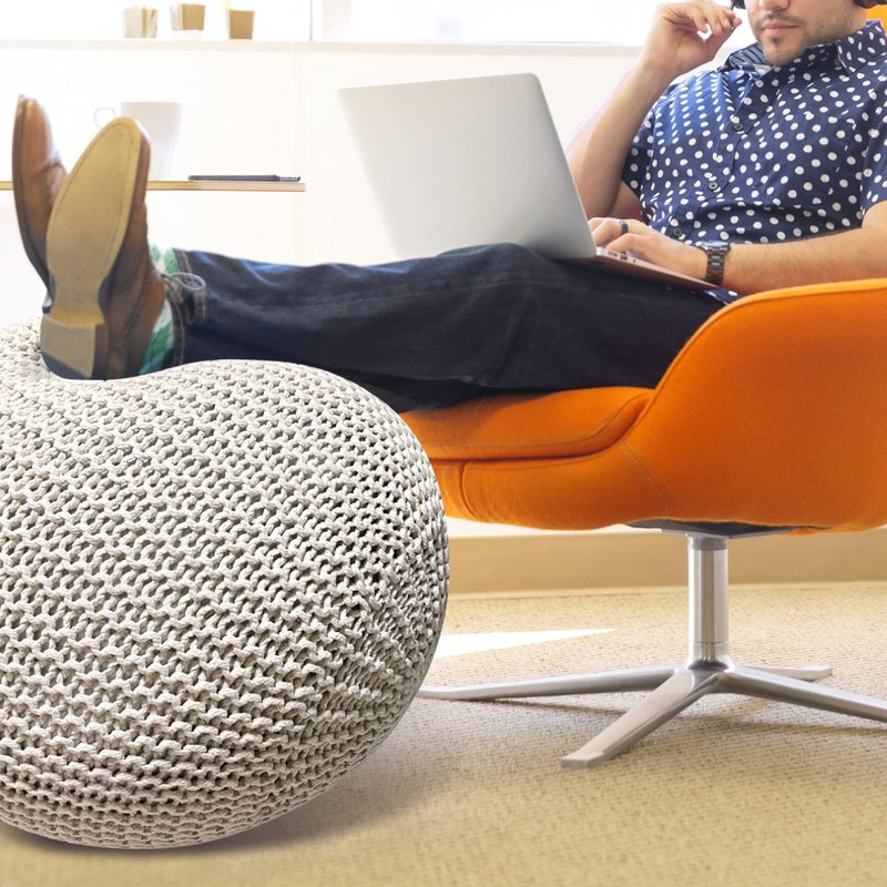ART pinecone Woven Cotton Rope Yoga Ball Cover – 65 cm / 26" Fit Exercise Ball Chair Cover, Non-Slip & Washable, Decorative Balance Ball Cover for Home, Office & Fitness (Warm Ivory)