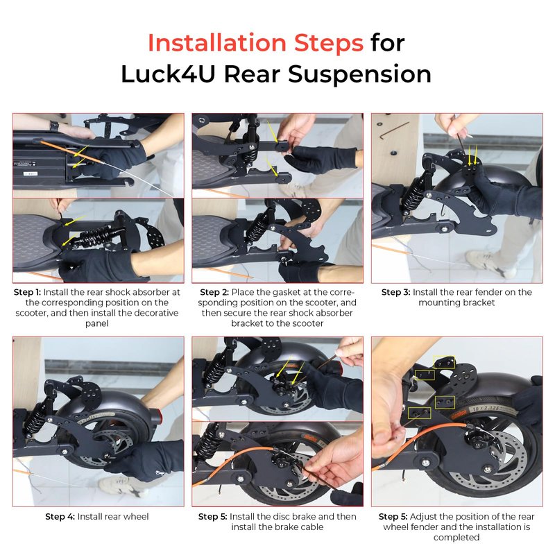 LUCK4U Rear Suspension Upgrade Kit Shock Absorber for Segway Ninebot F20 F25 F30 F40 Electric Scooters with Rear Fender and Large Taillight