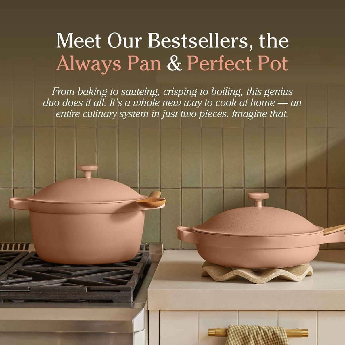 Our Place Cookware Duo - 7-Piece Ceramic Cookware Set with 10.5" Always Pan 2.0 & 5.5 Qt Pot | Induction & Oven Safe | Nonstick, Non-Toxic | Blue Salt