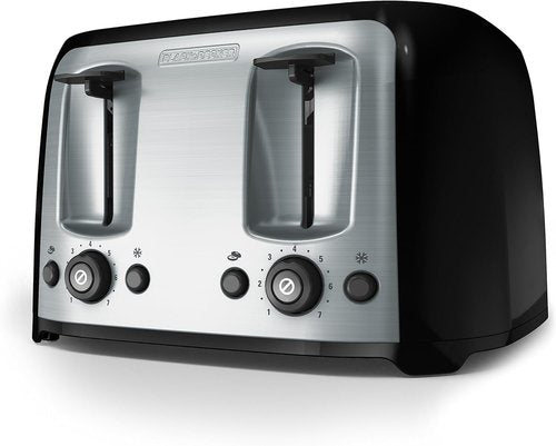 BLACK+DECKER 4-Slice Toaster - Extra Wide Slots, 7 Shade Settings, 1400 Watts, Bagel & Frozen Functions