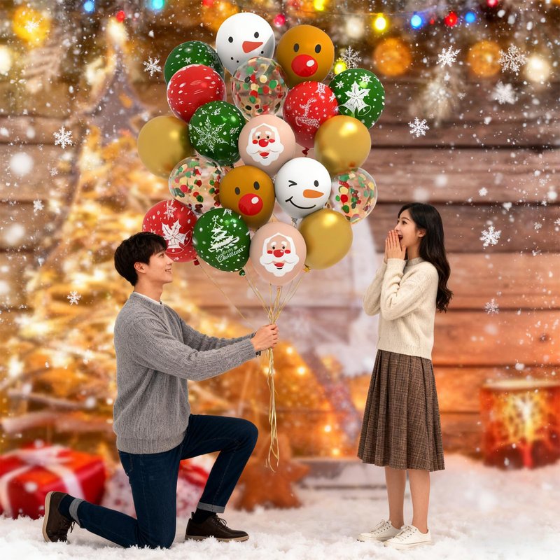 50Pcs 12IN Christmas Balloons Holiday Party Decorations with Santa Claus and Snowman Designs, Perfect for Christmas, Home, and Office Celebrations