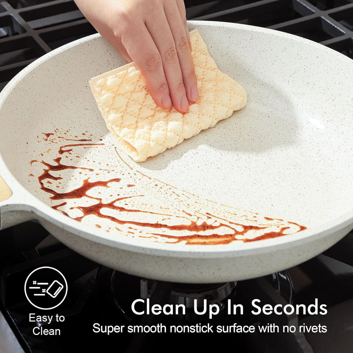 SENSARTE Nonstick Ceramic Frying Pan - 8-Inch Healthy Omelet Skillet | Induction Compatible, PFAS-Free, White
