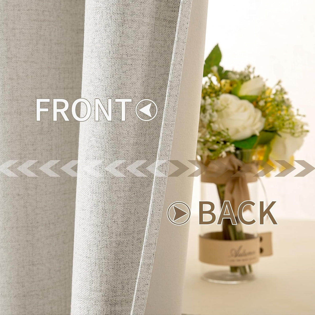 MIULEE Linen Texture Curtains - 100% Blackout Thermal Insulated Drapes | Beige, 52x96 Inch (2 Panels)