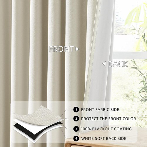 ChrisDowa Blackout Curtains - 100% Solid Birch | Thermal Insulated & Soundproof | 45" Long, 2 Panels