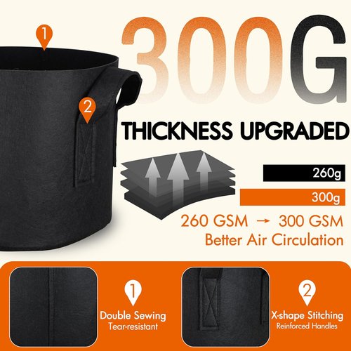 Gardzen 1 Gallon Grow Bags - 6-Pack Heavy Duty Aeration Pots with Handles for Container Gardening