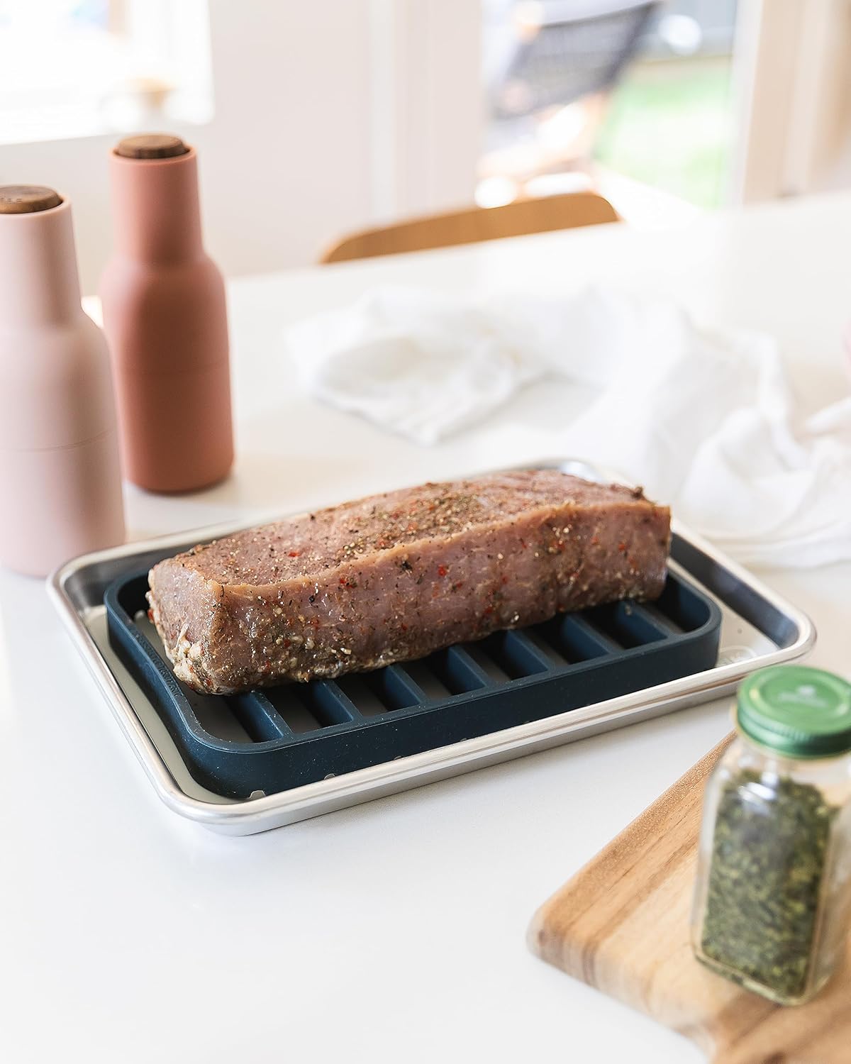 Silicone Kitchen Extra Large Roasting Rack Pan - Dishwasher Safe, BPA Free, Non-Toxic | Navy, 2 Pack