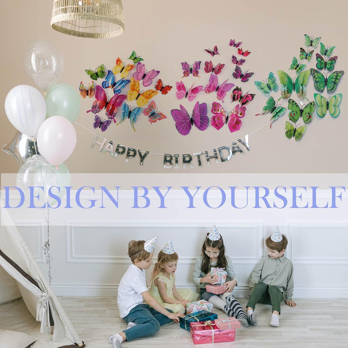 OPSEAM 3D Butterfly Wall Decor - 72 PCS Magnetic Stickers for Party Decorations | Purple