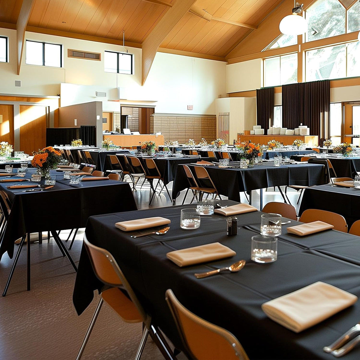 Niuara Black Plastic Table Cloth - 8 Pack 54" x 108" Disposable Table Covers for Parties & Events