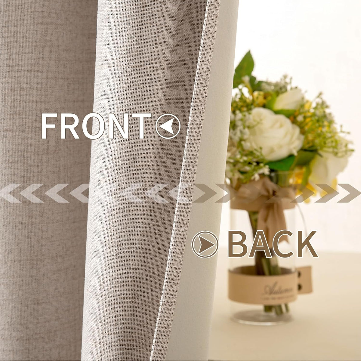 MIULEE 100% Blackout Linen Texture Curtains - Thermal Insulated Natural Beige Drapes | 42 x 84 Inches (2 Panels)