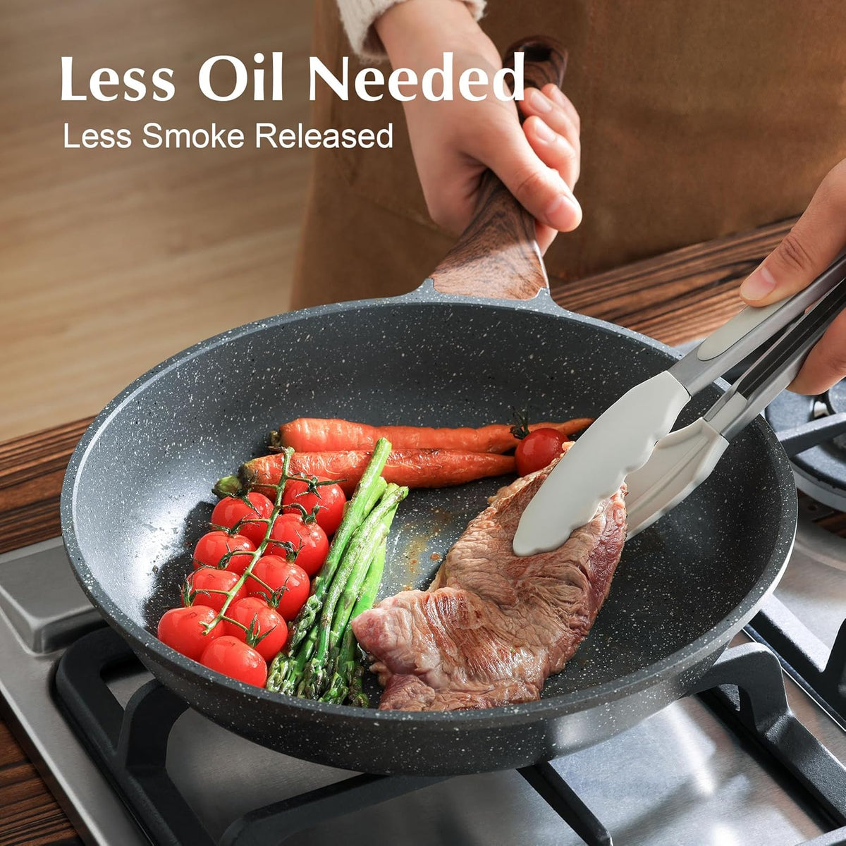 SENSARTE Nonstick Frying Pan & Stock Pot Set - 8-Inch Skillet with Lid & 4.5QT Induction-Compatible Pot