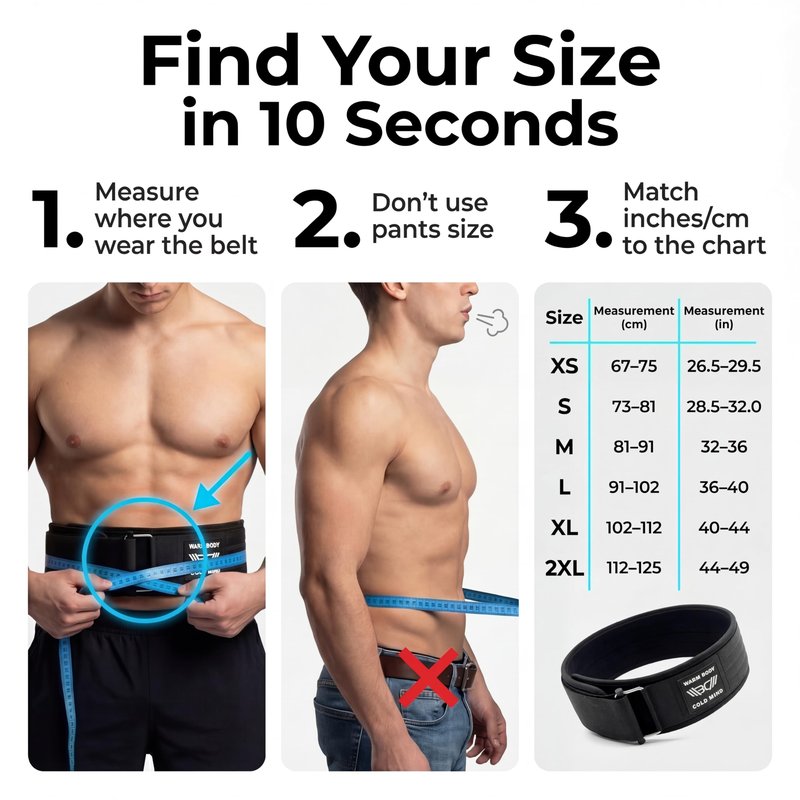 WARM BODY COLD MIND 4" Weight Lifting Belt 2.0 - Perfect for Olympic Weightlifting, Squats, Deadlift, Powerlifting - Gym Back Support for Men and Women (Medium, Black 5mm)