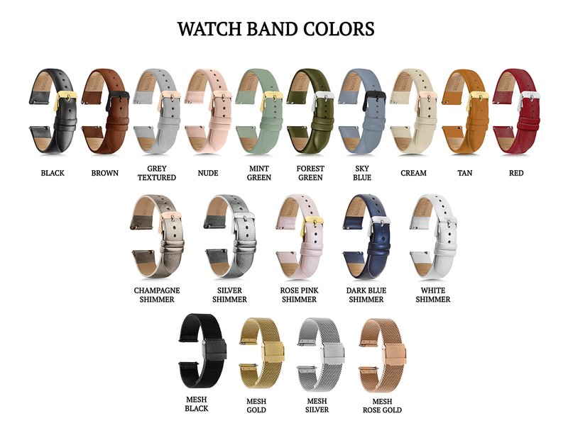 1302 Leather Watch Bands for Women and Men, Quick Release Watch Band, 12mm,14mm,16mm,18mm,20mm and 22mm Easy Interchangeable Strap (Nude/Rose Gold Buckle, 16mm)
