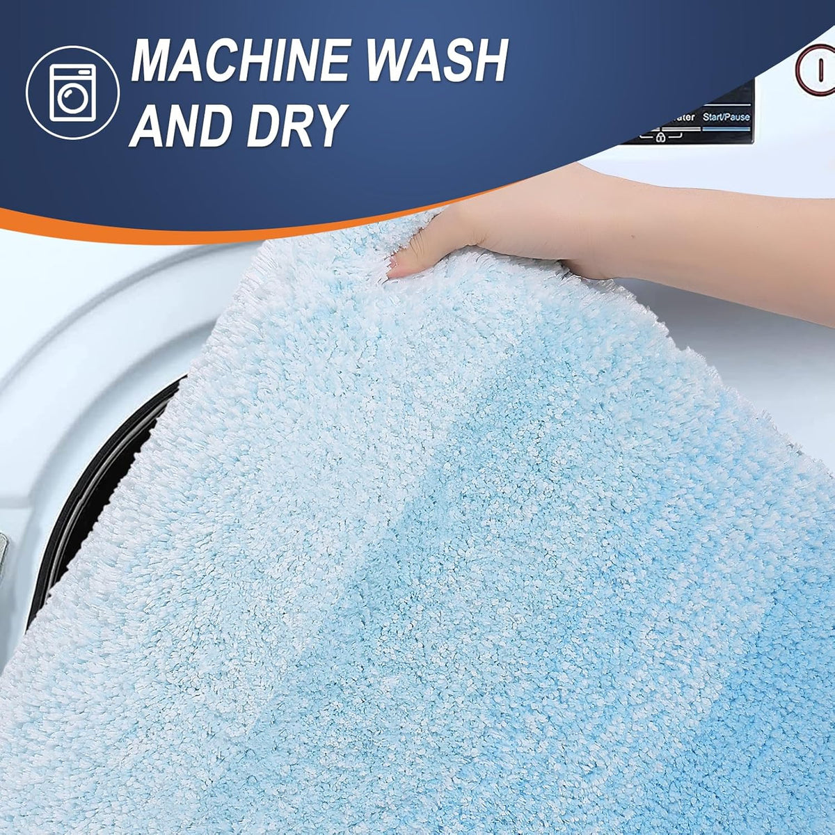 OLANLY Large Bath Rugs - Extra Soft Microfiber Mat 50x30 | Quick Dry, Machine Washable, Sky Blue
