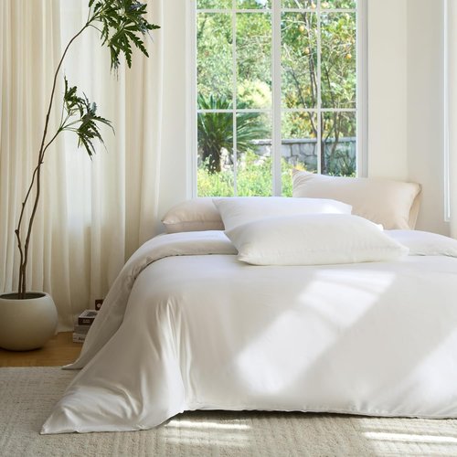 DOZ Duvet Cover Set - Buttery Soft 100% Viscose Bamboo | Cooling & Organically Grown | 90"x90" (Snow, Full/Queen)