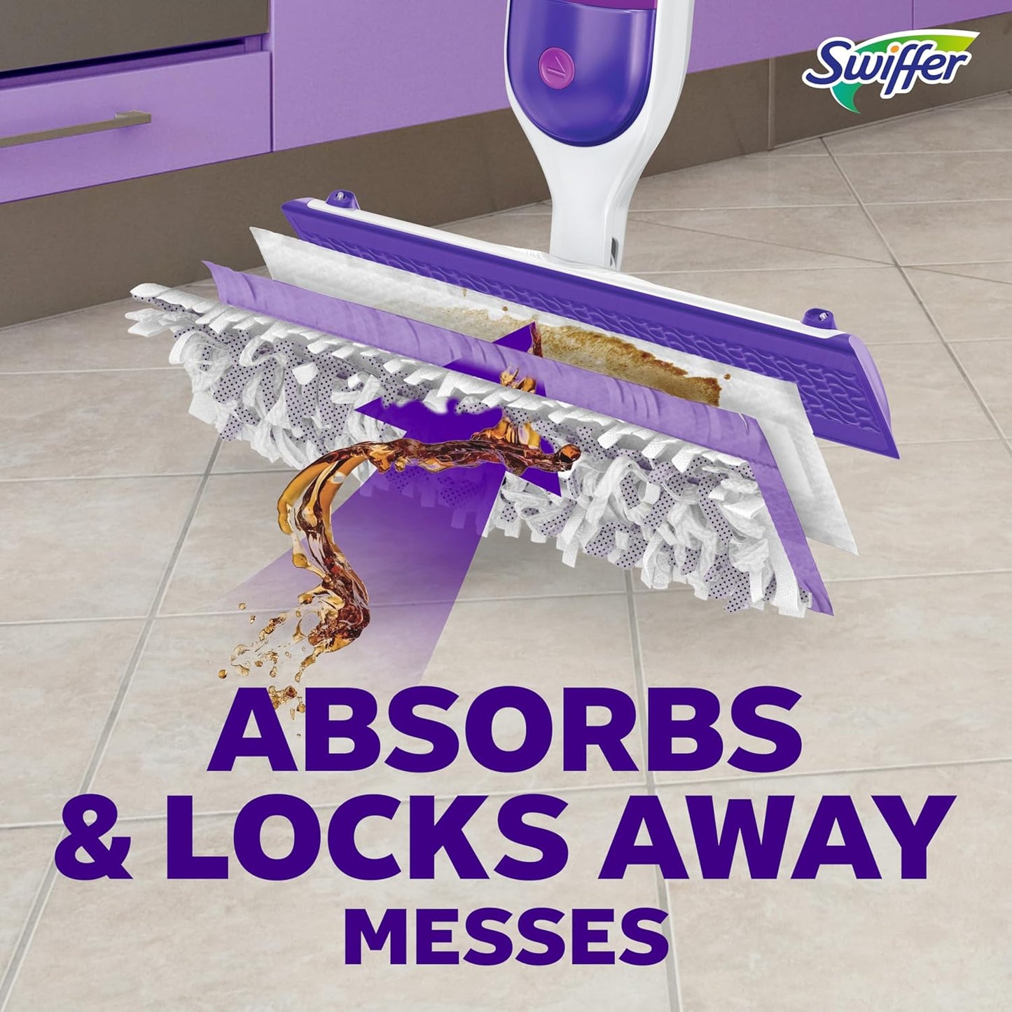 Swiffer PowerMop Multi-Surface Mop Kit - Fresh Scent Cleaning Solution & 2 Mopping Pad Refills