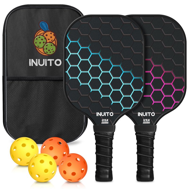 Pickleball Paddles 2026 Pickleball Paddles Set of 2 16mm Thick Paddle with Pickleball Bag Large Sweet Spot Pickle Ball Paddle Set for Men Women Pickleball Racket Set of 2