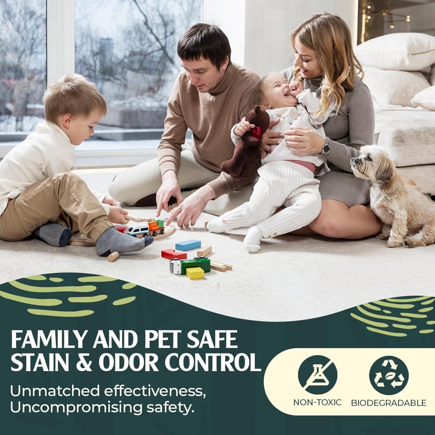Sprinkle & Sweep Enzyme Carpet Shampoo - 64oz Deep Cleaning Pet Stain & Odor Remover | Urine & Accident Solution