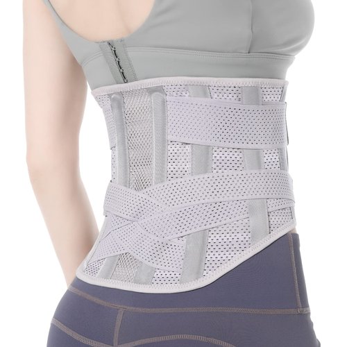 EGJoey Breathable Back Brace for Women & Men - Comfortable Lower Back Pain Relief & Posture Corrector Support Belt to Relieve Pain and Improve Posture（Gray,Medium）