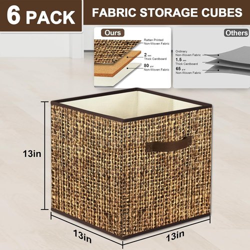 Homyfort Cube Storage Bins - Collapsible Fabric Organizer with Dual Handles | Set of 6, 11x11 Inches