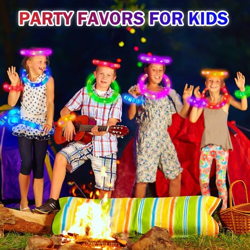 Glow Sticks Party Favors - 18 PCS Colorful Light-Up Tubes, Necklaces & Bracelets for Kids' Events