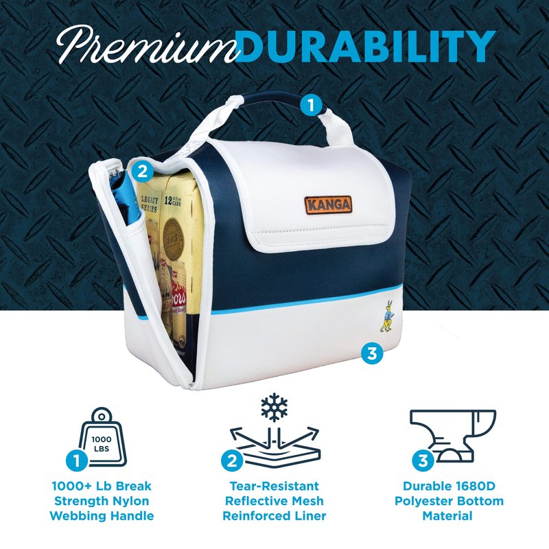 Kanga Insulated Cooler Bag - Soft Cooler Bag - Can Beer and Seltzer Drink Cooler - Insulated and Durability Tested - Kanga Kase Mate - 12 Pack Cooler - Neptune