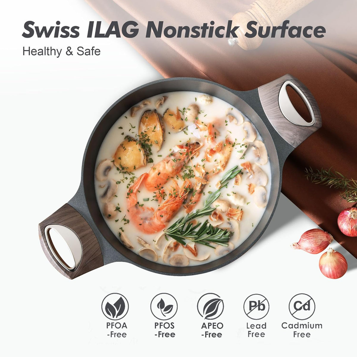 SENSARTE Nonstick Frying Pan & Stock Pot Set - 8-Inch Skillet with Lid & 4.5QT Induction-Compatible Pot