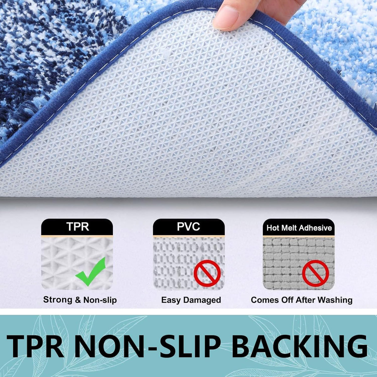 Arotive Microfiber Bath Rug - Soft, Absorbent, Non-Slip Design | 36x24 Blue Rectangular Mat