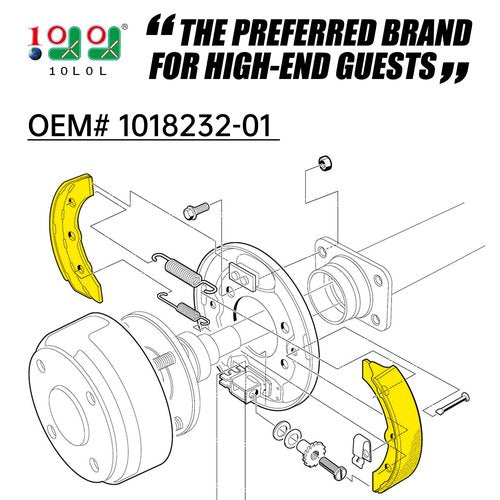 Golf Cart Brake Shoes for Club Car DS 1995-up,Club Car Precedent 2004 up,Yamaha G1 G2 G8 G9 Golf Cart, EZGO 1986.5-1996 OEM# 1018232-01 (2 Short, 2 Long)