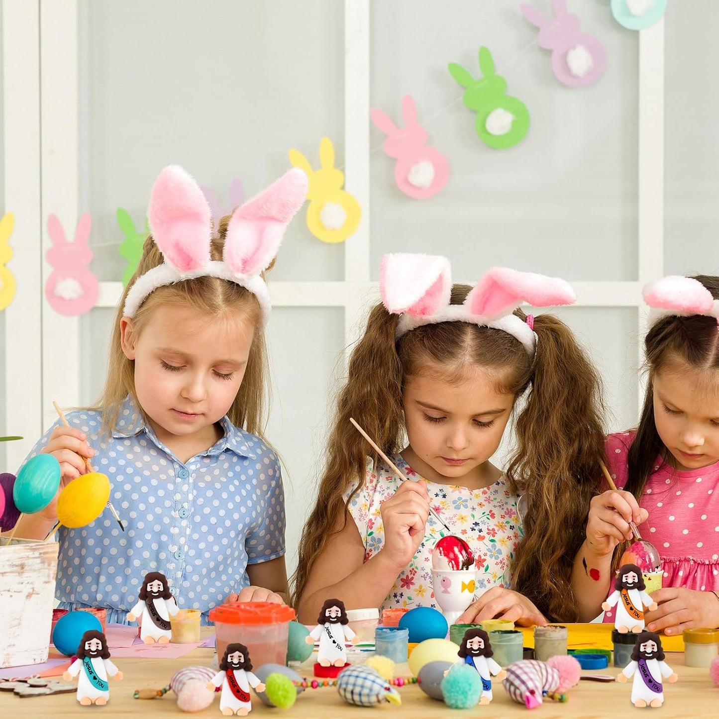 URSKYTOUS Mini Jesus Figurines - 50Pcs Rubber Baby Jesus Toys for Easter Egg Fillers & Party Favors