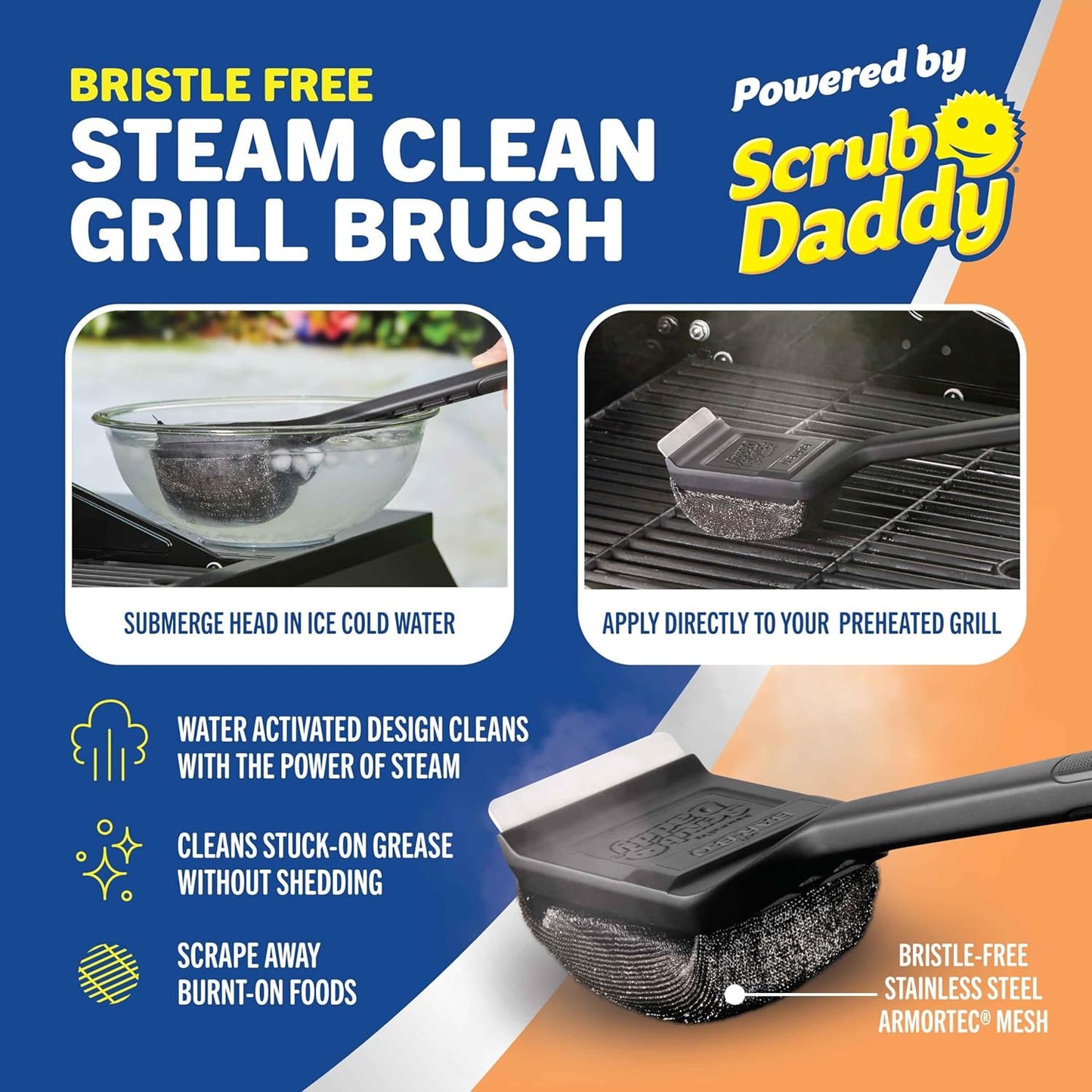 Mr. Bar-B-Q Grill Brush - Steam Clean Technology for Effortless Cleaning | Durable Design