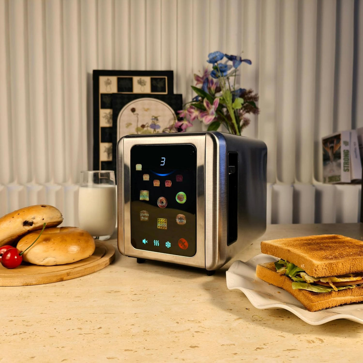 WHALL Touch Screen Toaster - 2 Slice Smart Toaster with Digital Timer & 6 Shade Settings | Silver