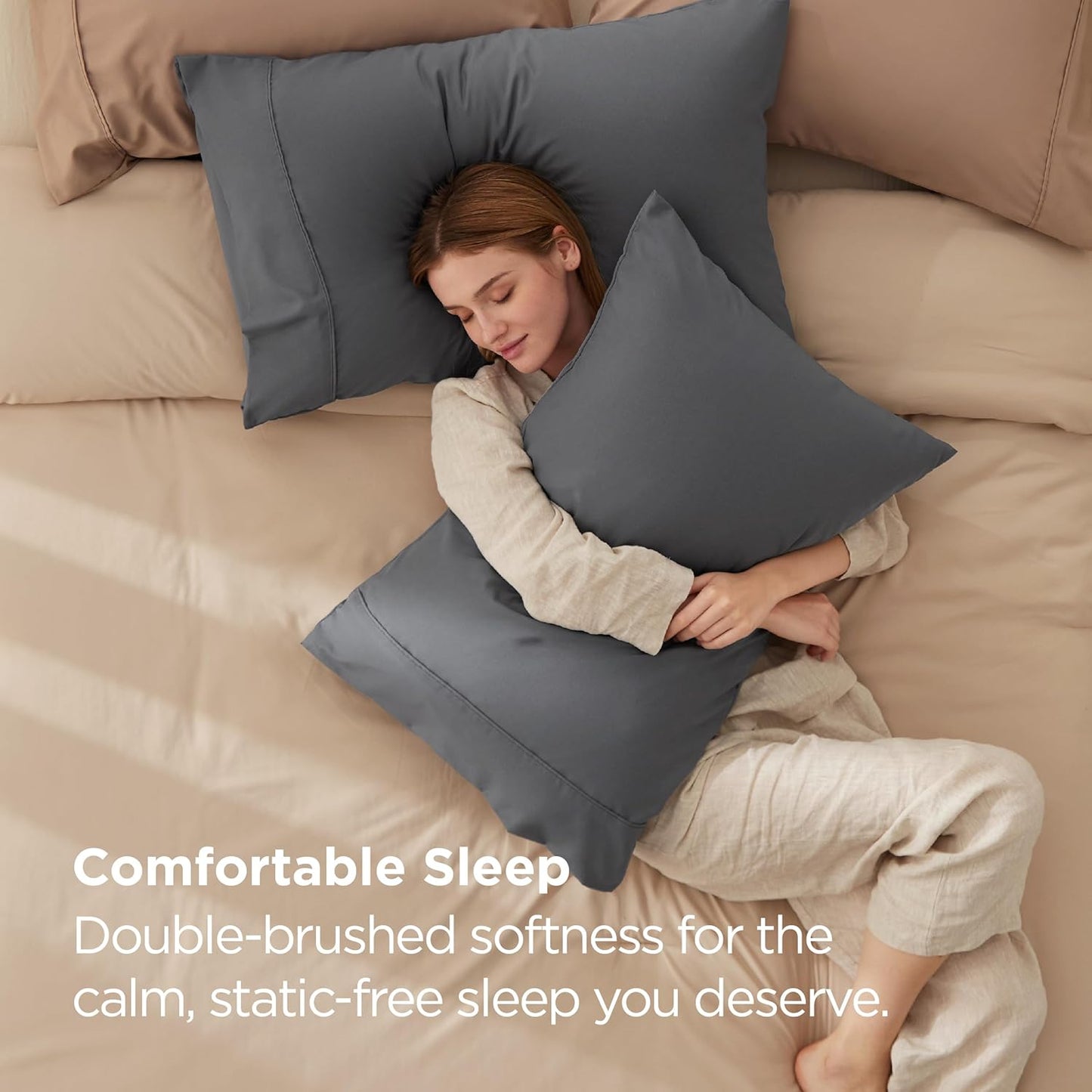 Bedsure Pillow Cases - Super Soft Dark Grey Brushed Microfiber Set of 2 | 20x26 Inches, Wrinkle & Fade Resistant