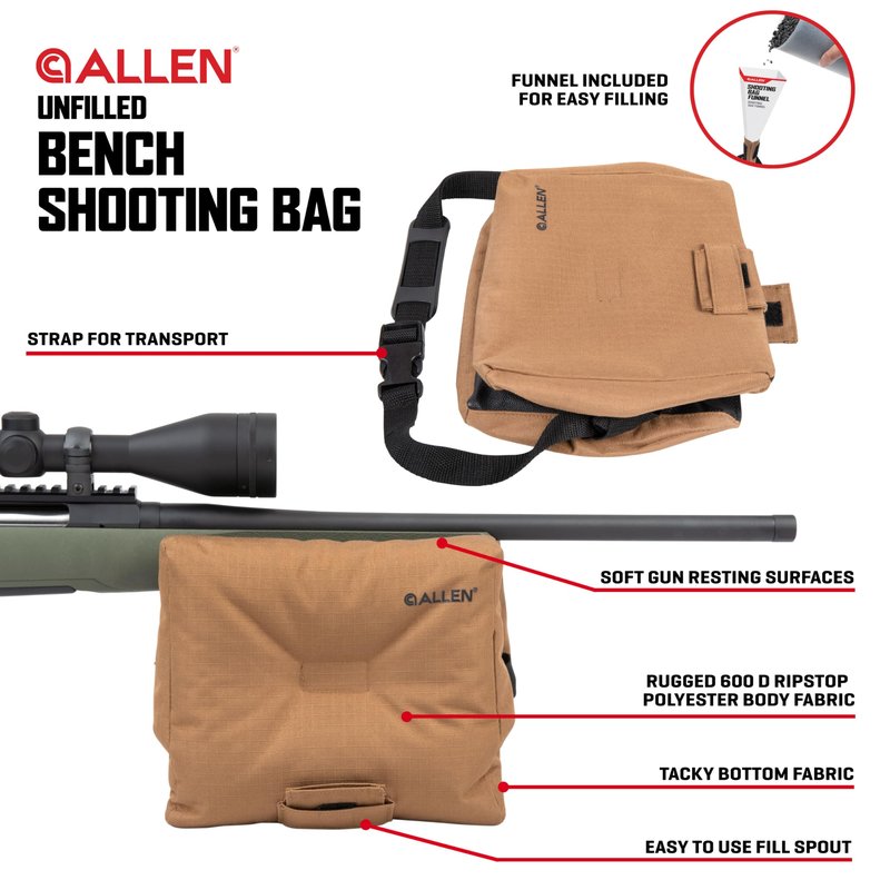 Allen Company Unfilled Shooting Bench Bag, Tan/Black